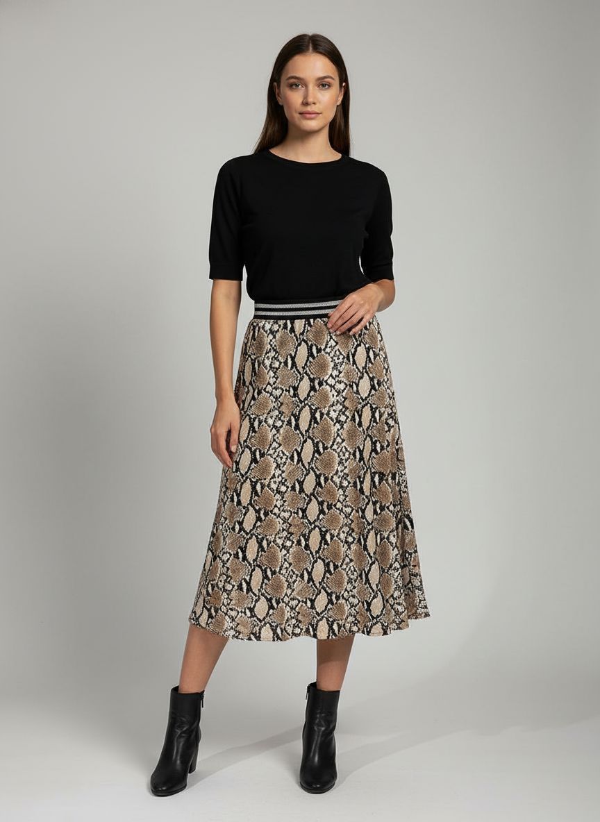 Saia Midi Rodada Animal Print