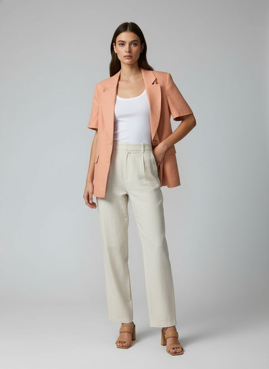 Blazer Manga Curta Linho