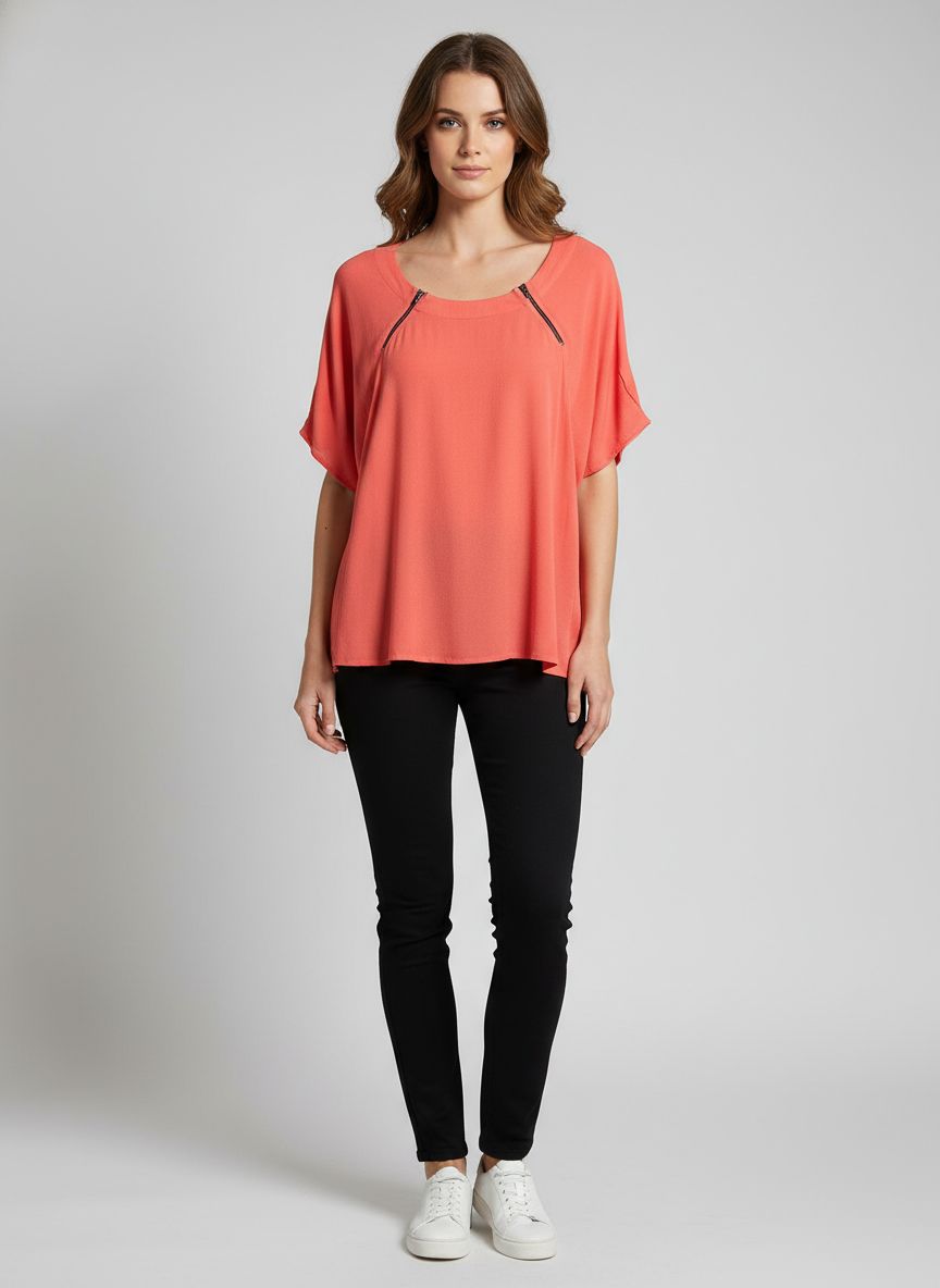 Blusa Manga Curta Ziper