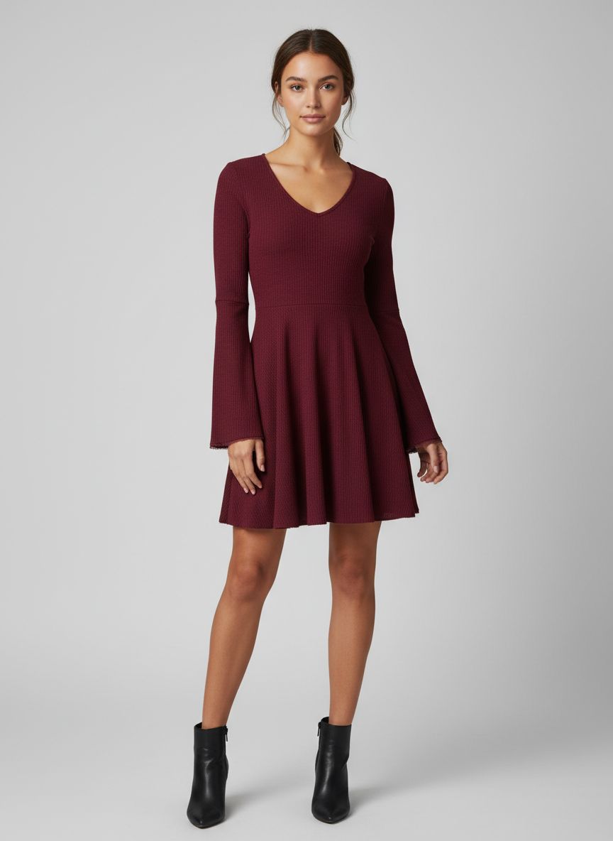 Vestido Rodado Manga Longa