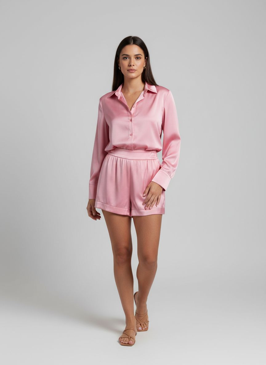 Conjunto Cetim Shorts + Camisa