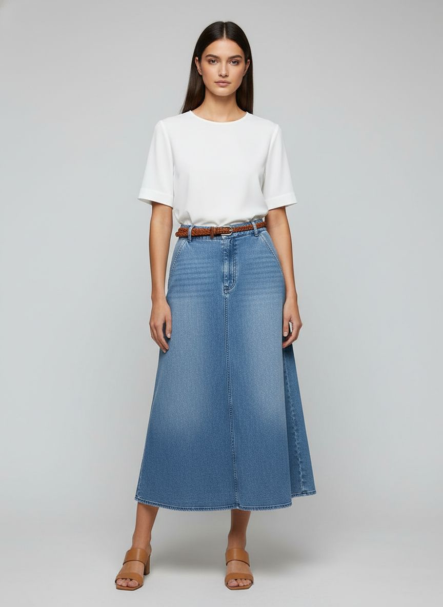 Saia Midi Jeans