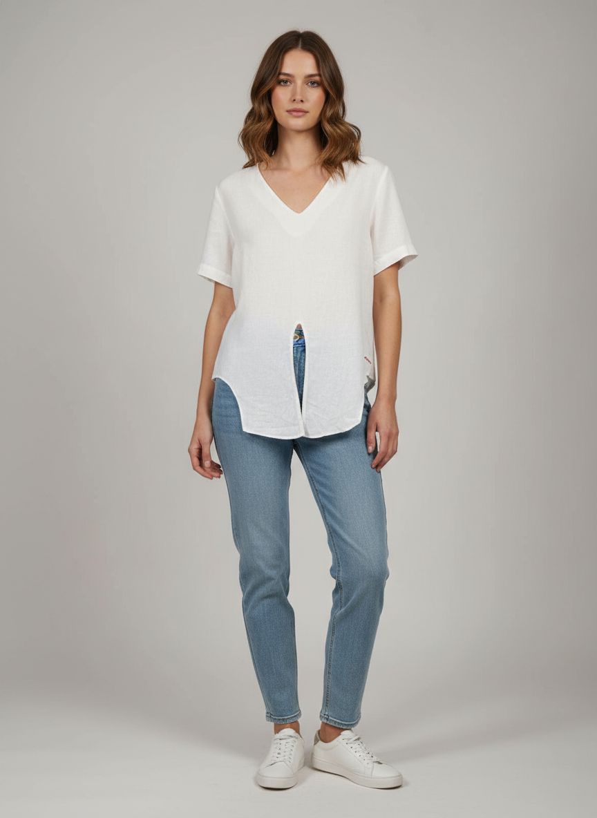 Blusa Manga Curta Linho