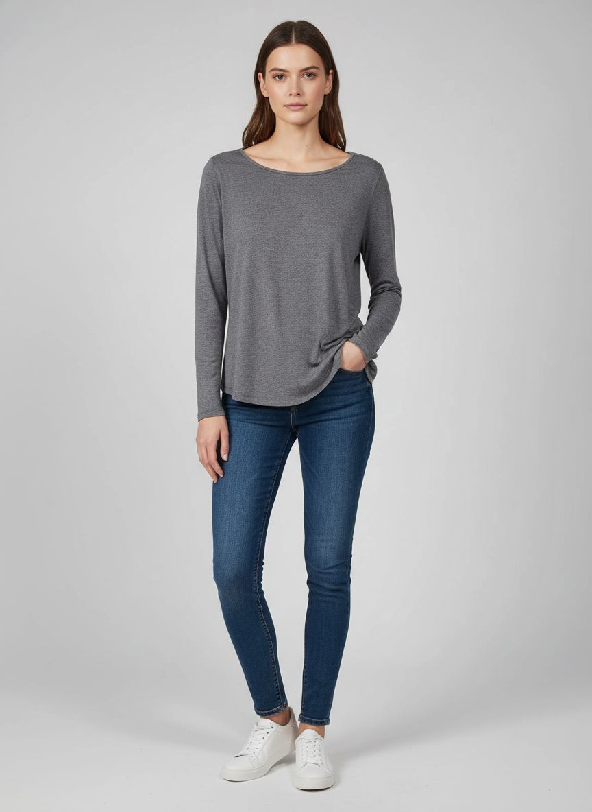 Blusa Manga Longa Detalhe Tule