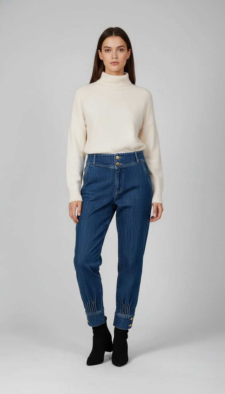 Calça Jeans Mom Pantacourt