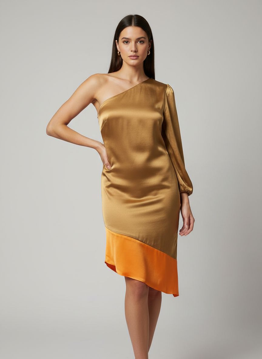 Vestido Cetim Ombro Só