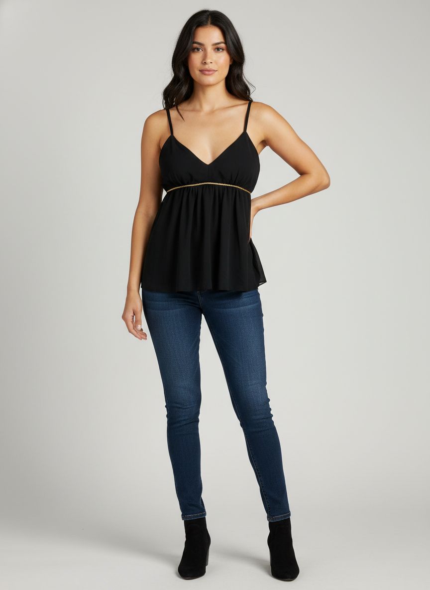 Regata Alça Detalhe Dourado