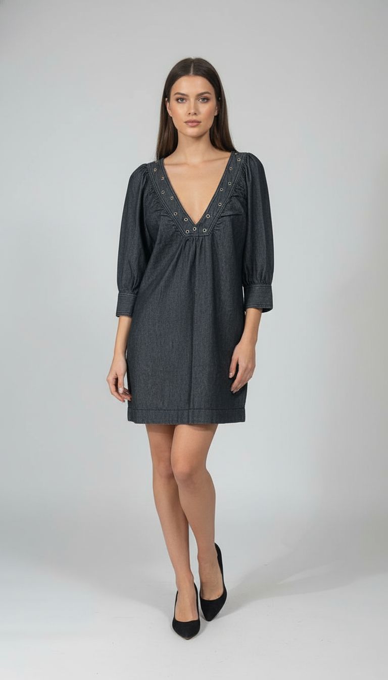 Vestido Jeans Manga Longa