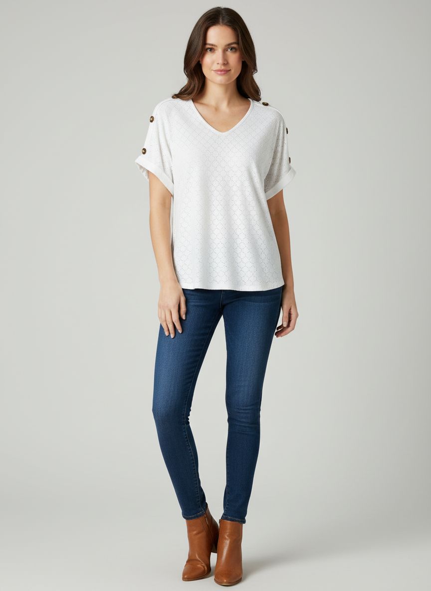 Blusa Manga Curta Tipo Laise