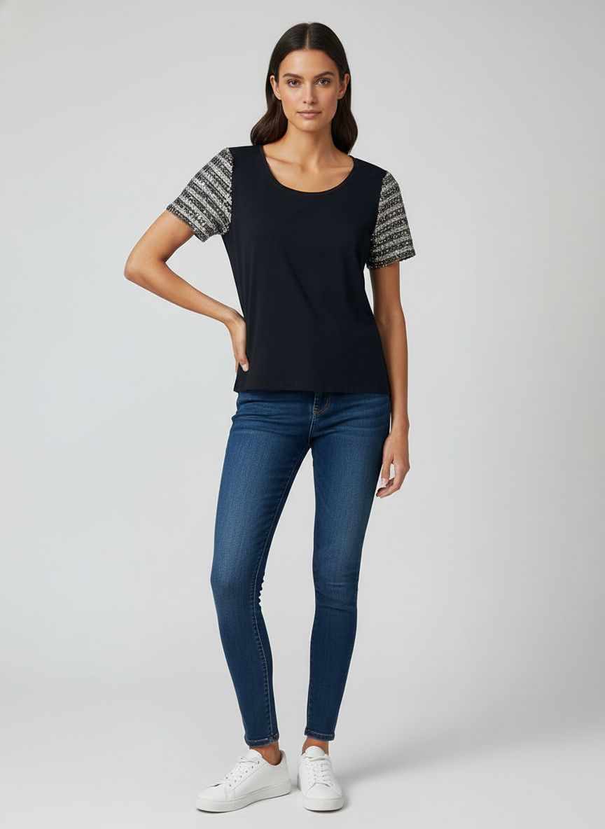 Camiseta Manga Bordada