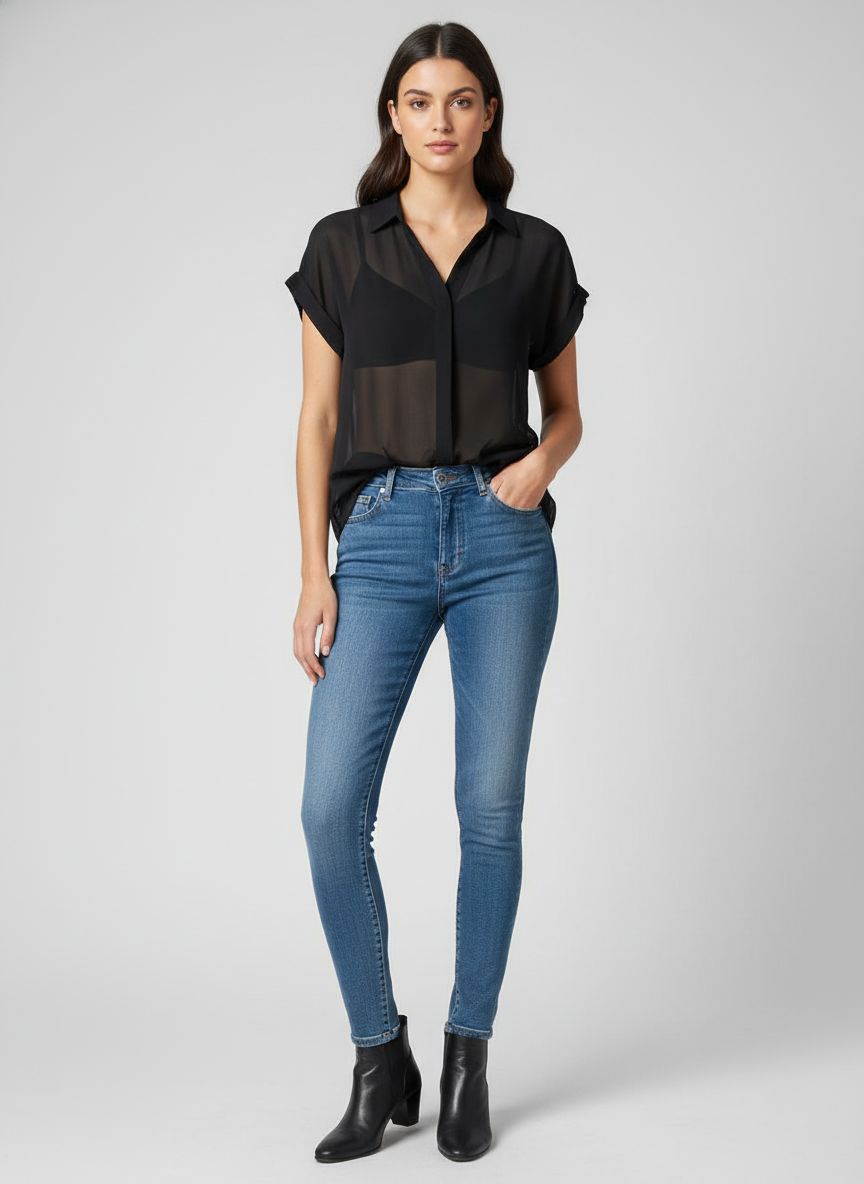 Blusa Manga Curta Drapeada