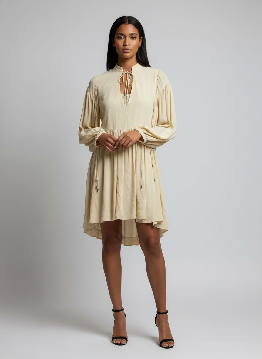 Vestido Solto Manga Bufante