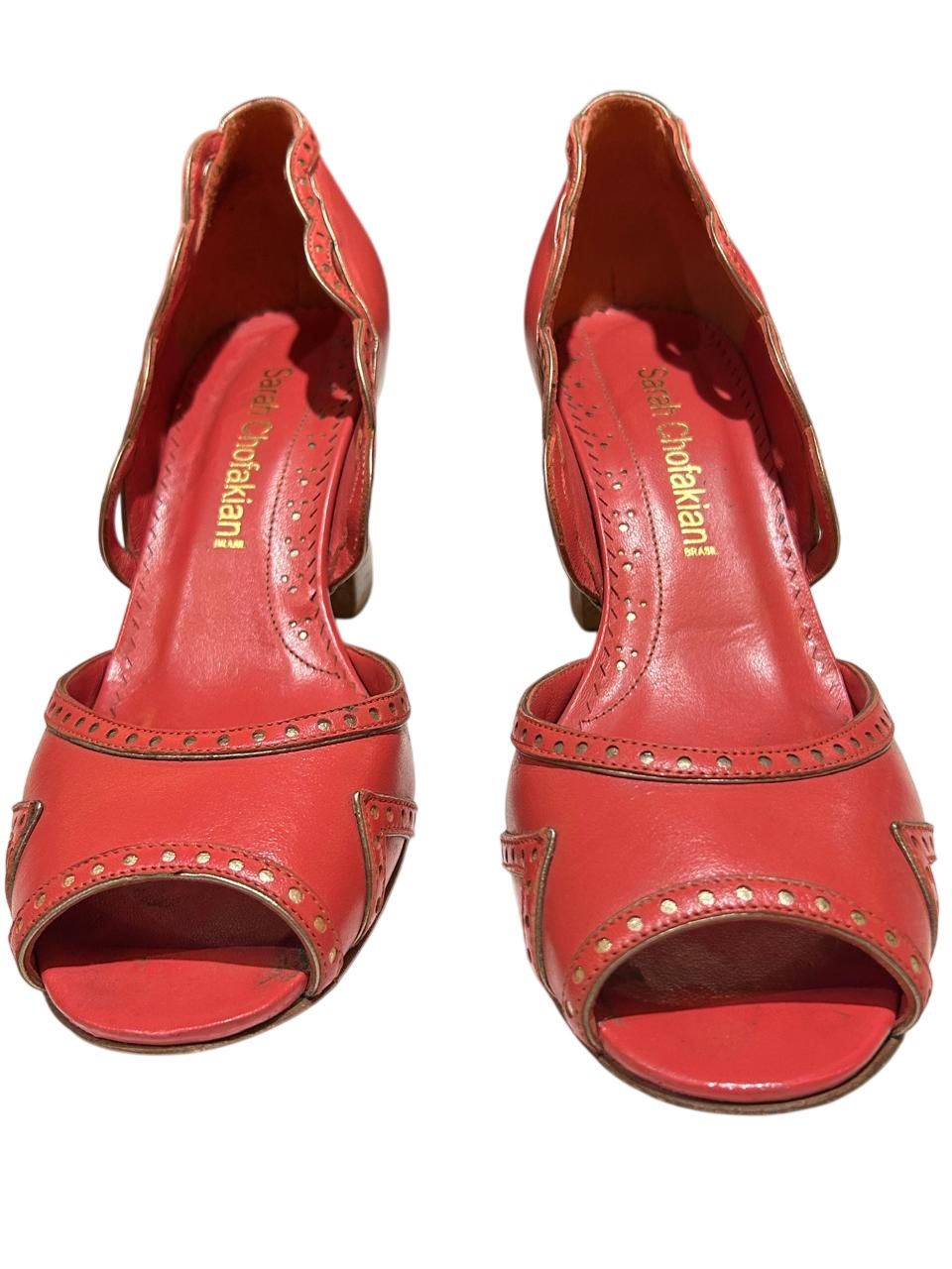 Sapato Peeptoe Couro