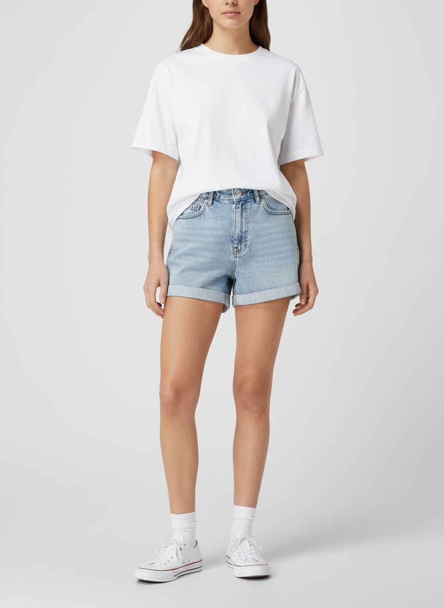 Shorts Jeans Cintura Alta