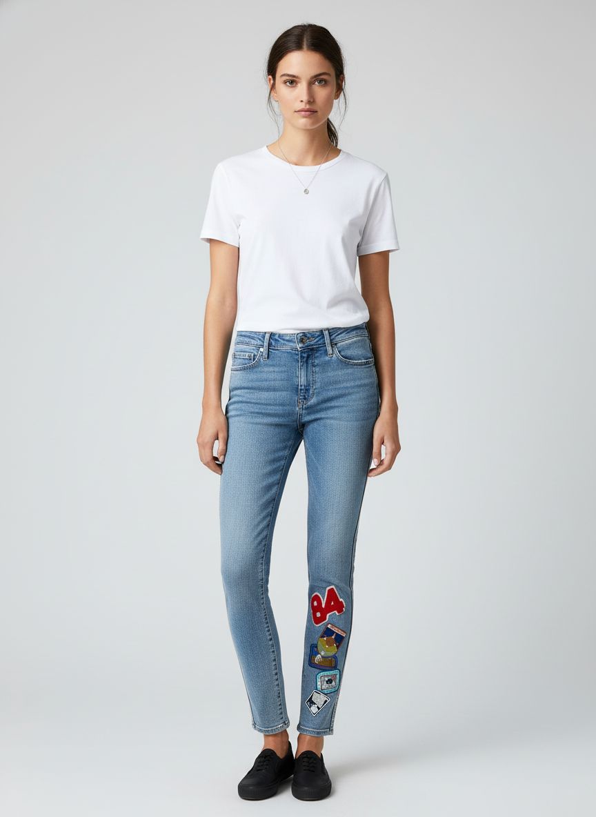 Calça Bordada Skinny