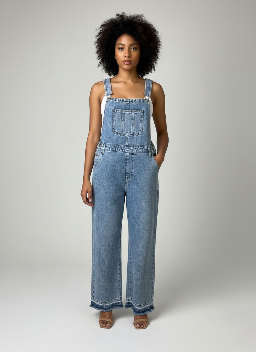 Jardineira Jeans Wide Leg