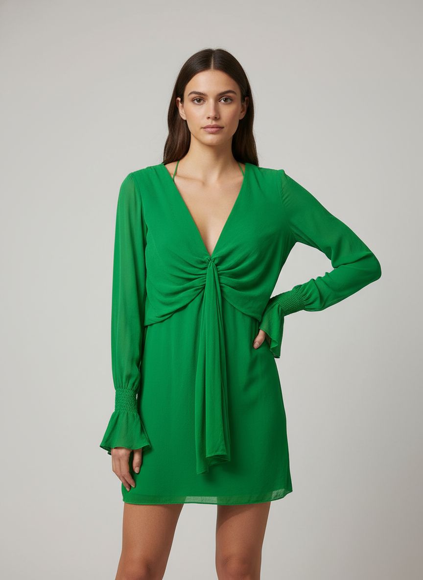 Vestido Seda Manga Longa