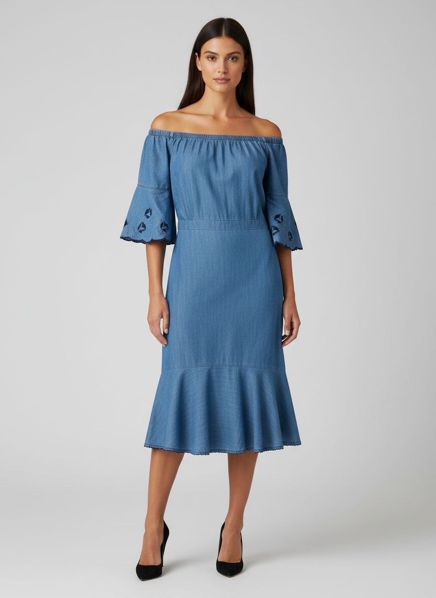 Vestido Midi Assimétrico Jeans