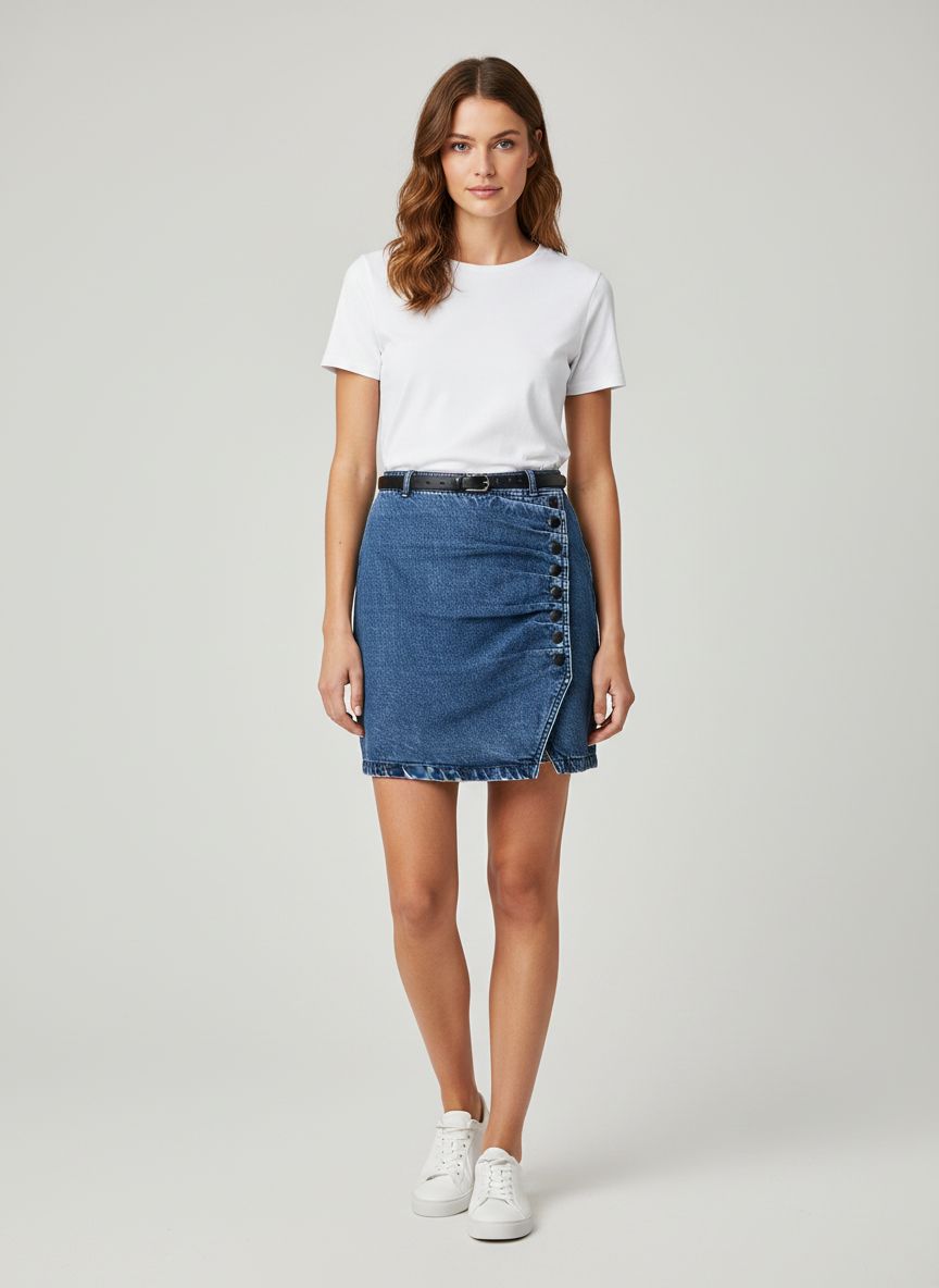 Saia Jeans Botões