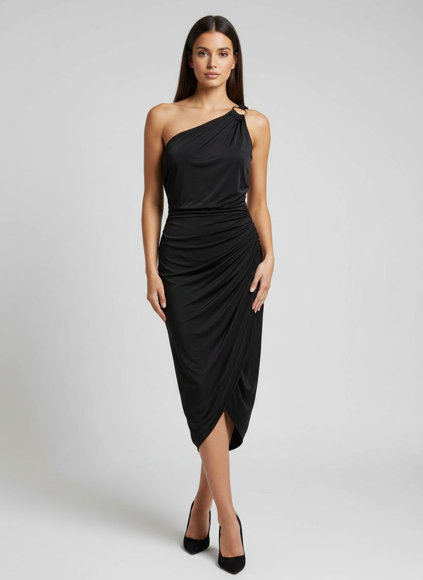 Vestido Acetinado Ombro Só