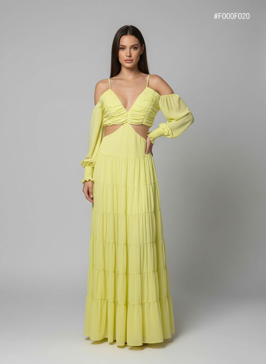 Vestido Longo Recortes