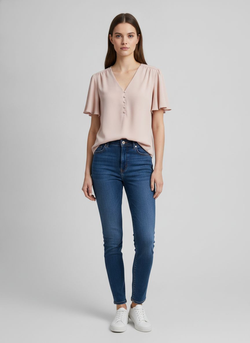 Blusa Manga Curta Botões