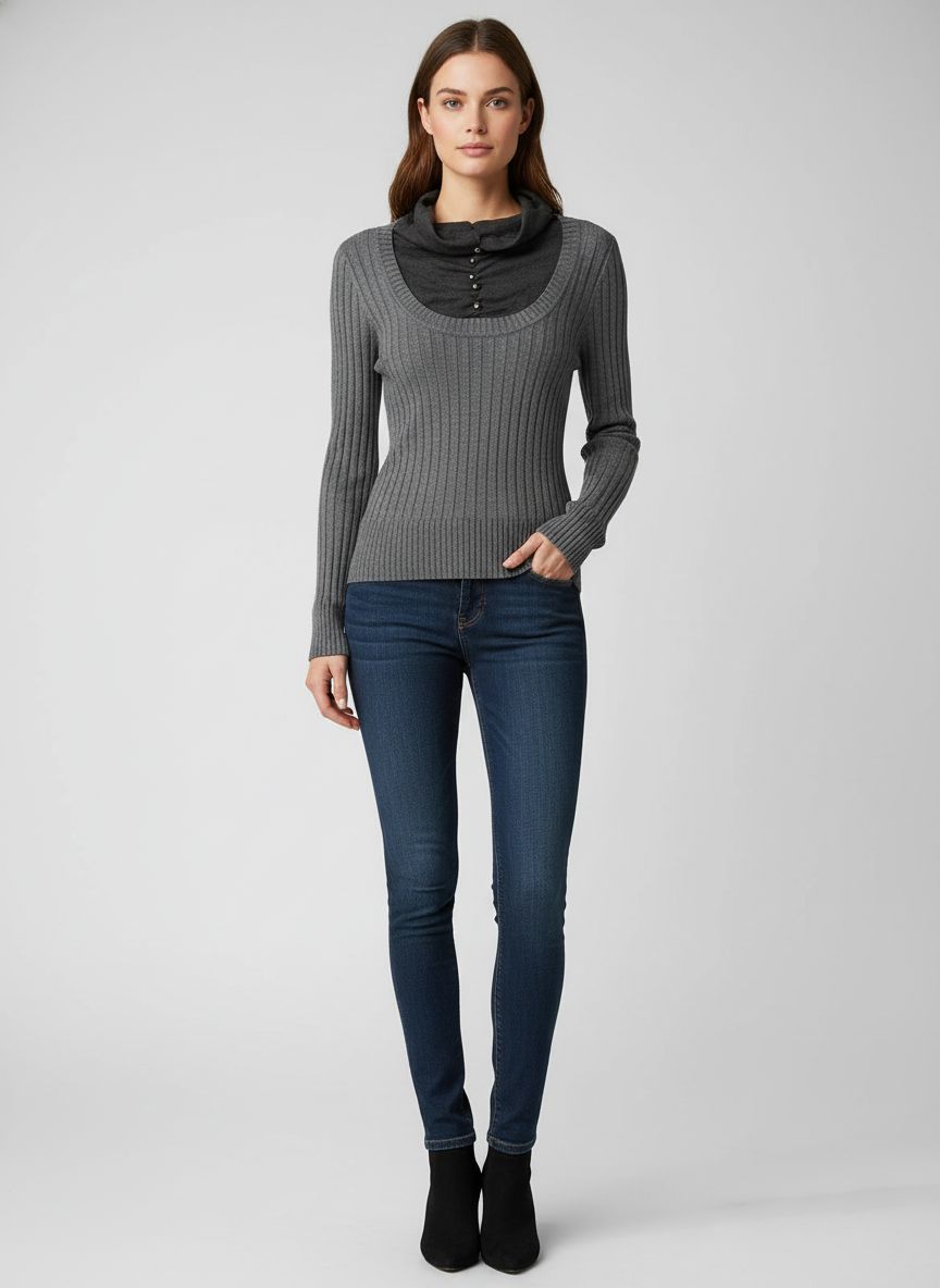 Tricot Gola Botões