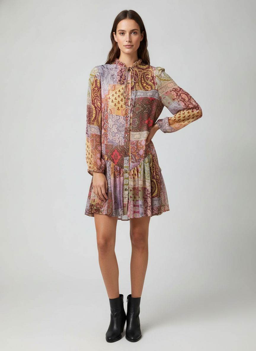 Vestido Manga Longa Transparencia