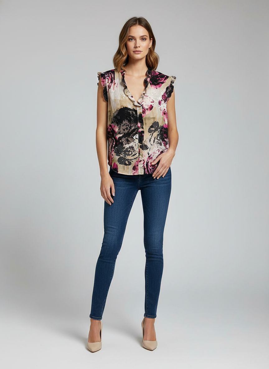 Blusa Sem Manga Estampa