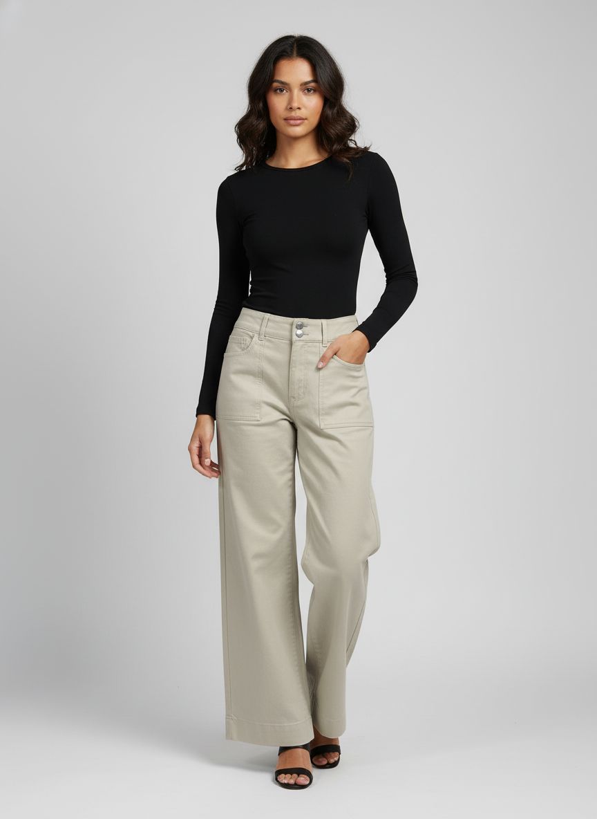 Calça Sarja Wide Leg