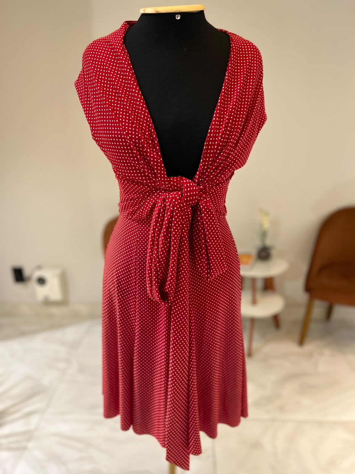 Vestido Poá Transpassado