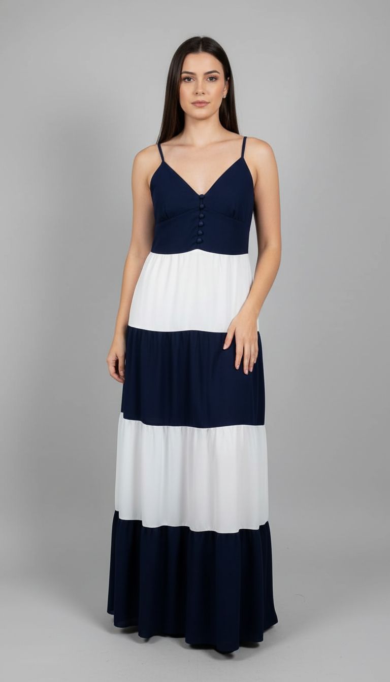 Vestido Longo Bicolor