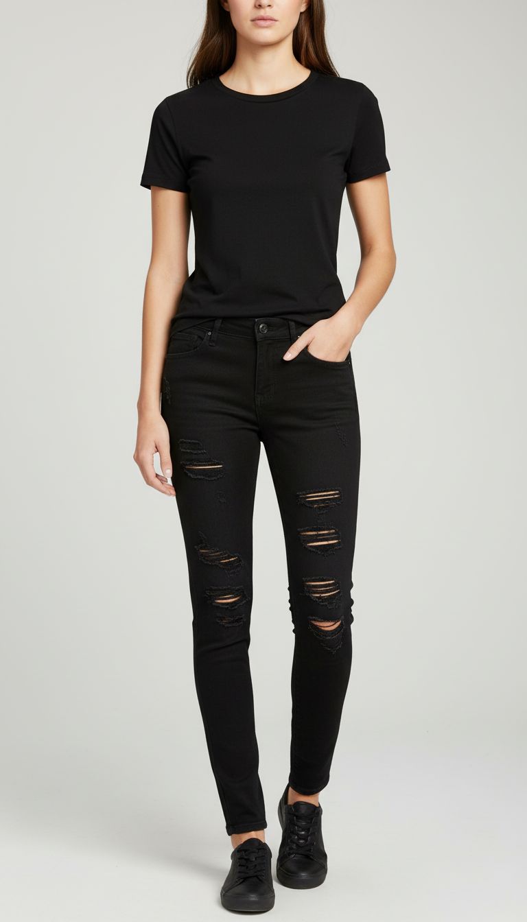 Calça Jeans Skinny Destroyed