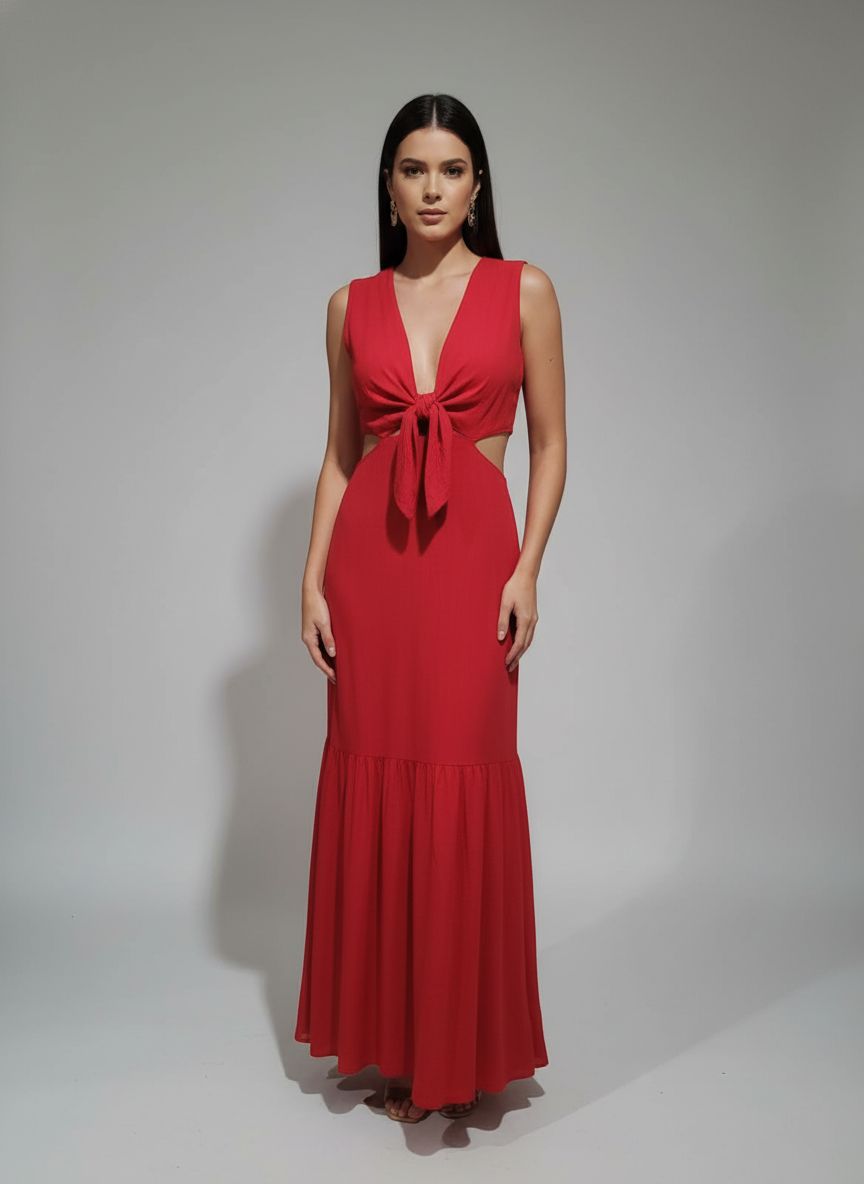 Vestido Longo Recortes