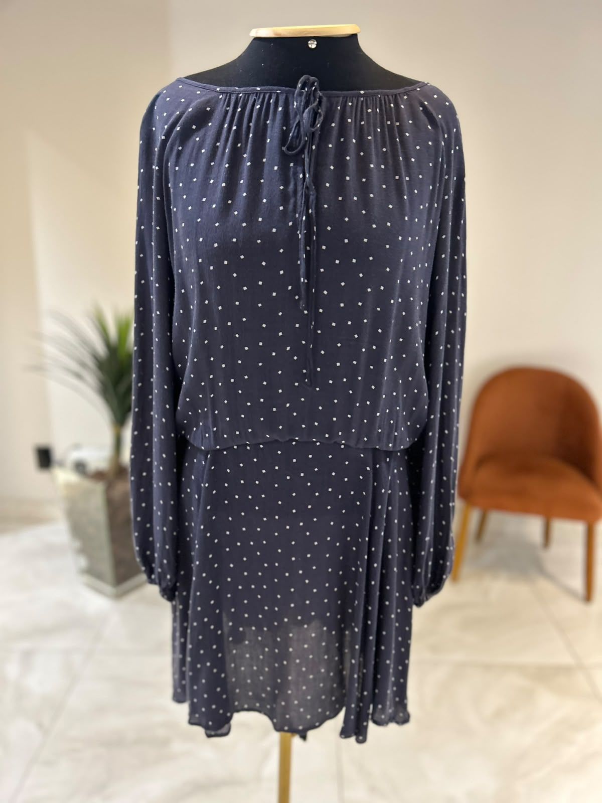 Vestido Manga Longa Poá