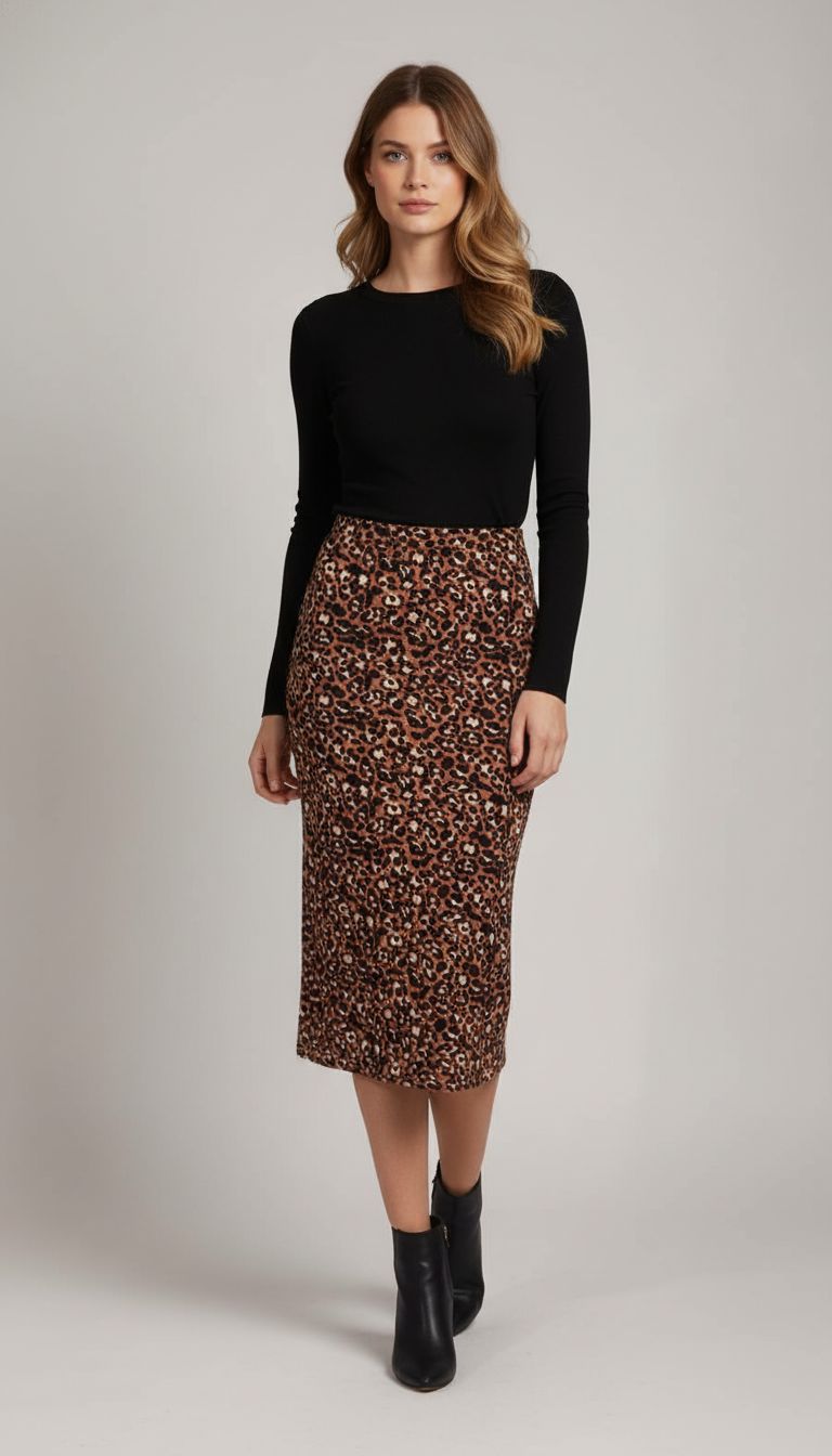 Saia Midi Animal Print