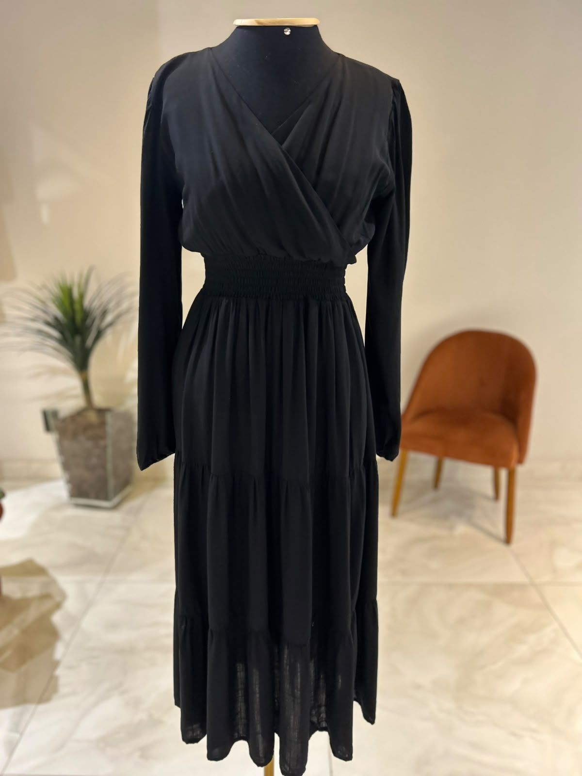 Vestido Midi Manga Longa