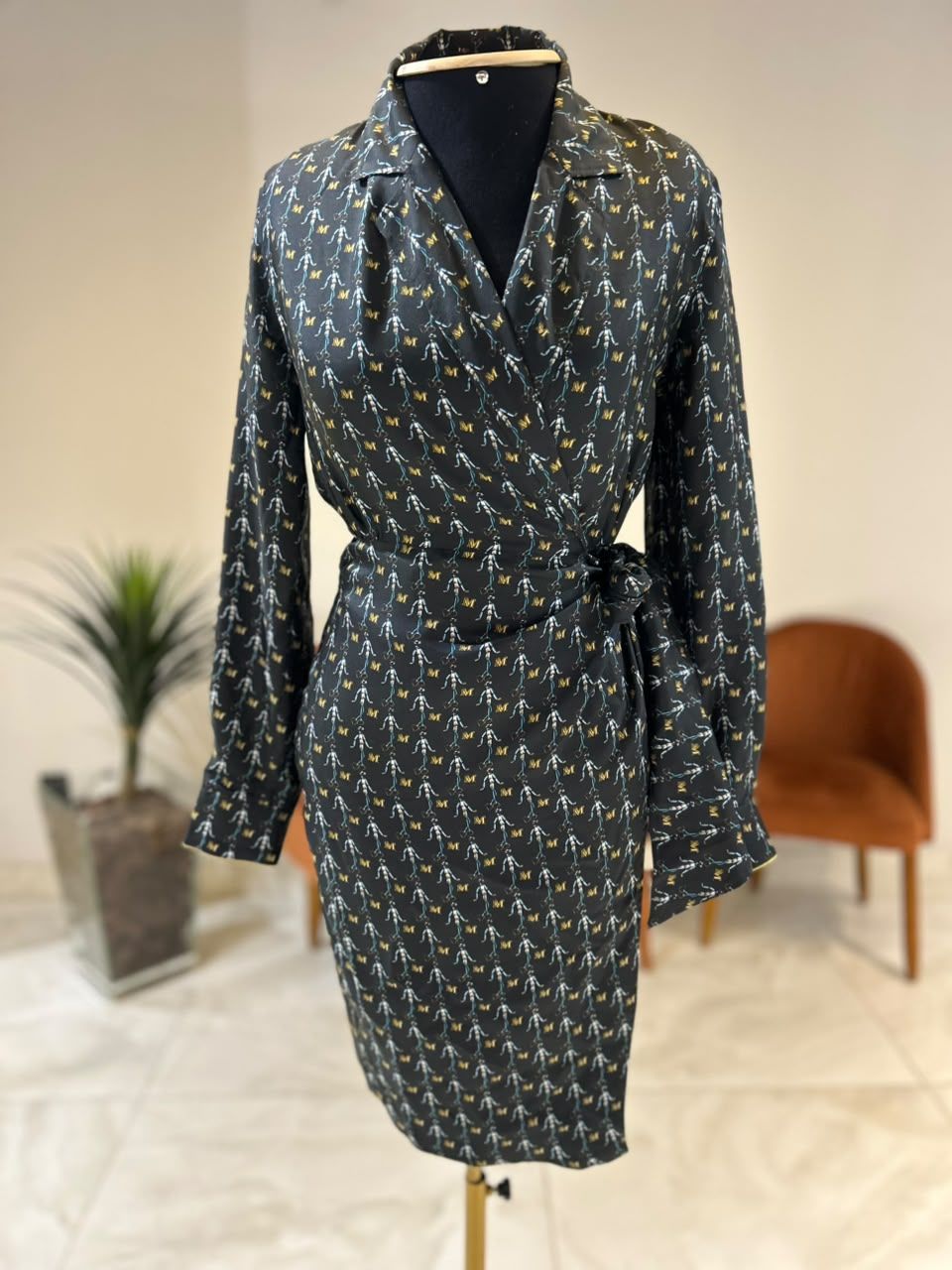 Vestido Manga Longa Seda