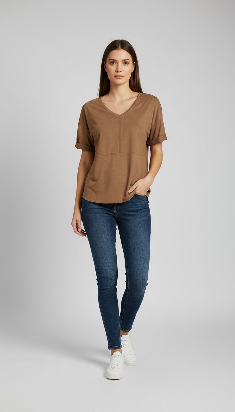 Blusa Suede Manga Curta