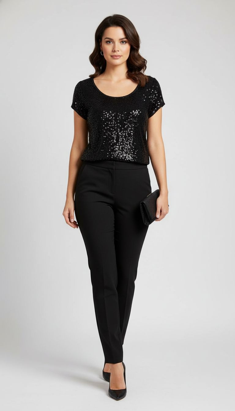 Blusa Manga Curta Paetê