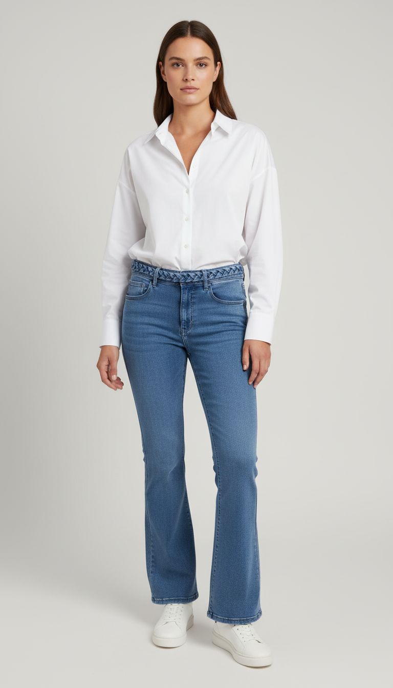 Calça Jeans Flare detalhe Trança