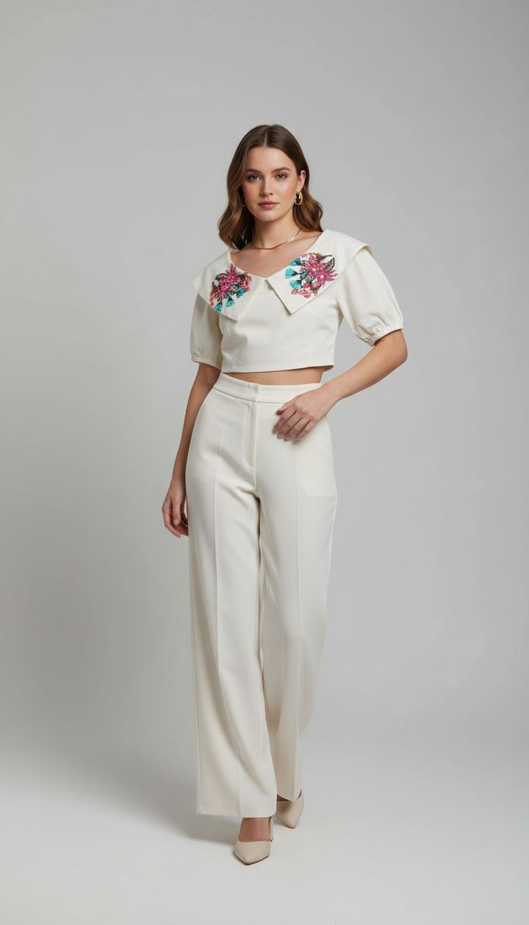 Camisa Cropped Bordada