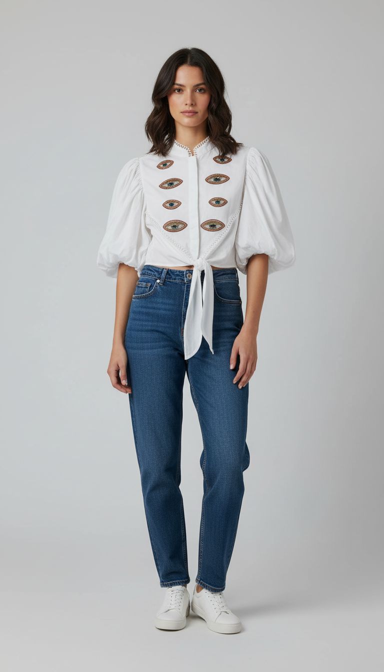 Camisa Cropped Bordada