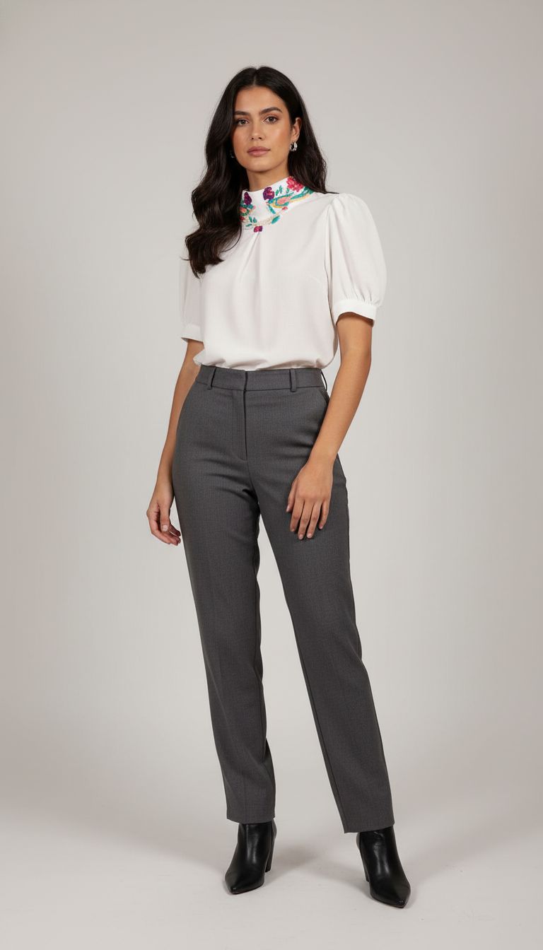 Camisa Tricoline Bordada