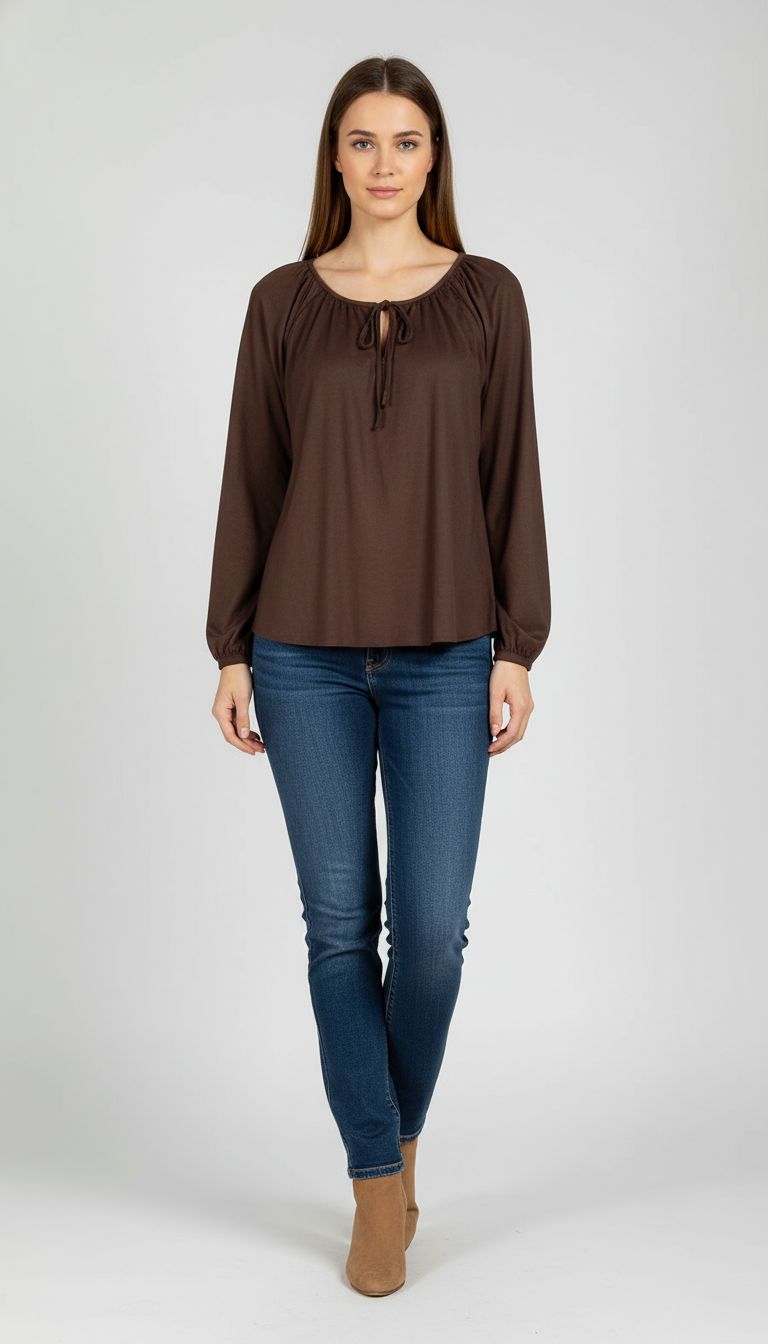 Blusa Suede Manga Longa