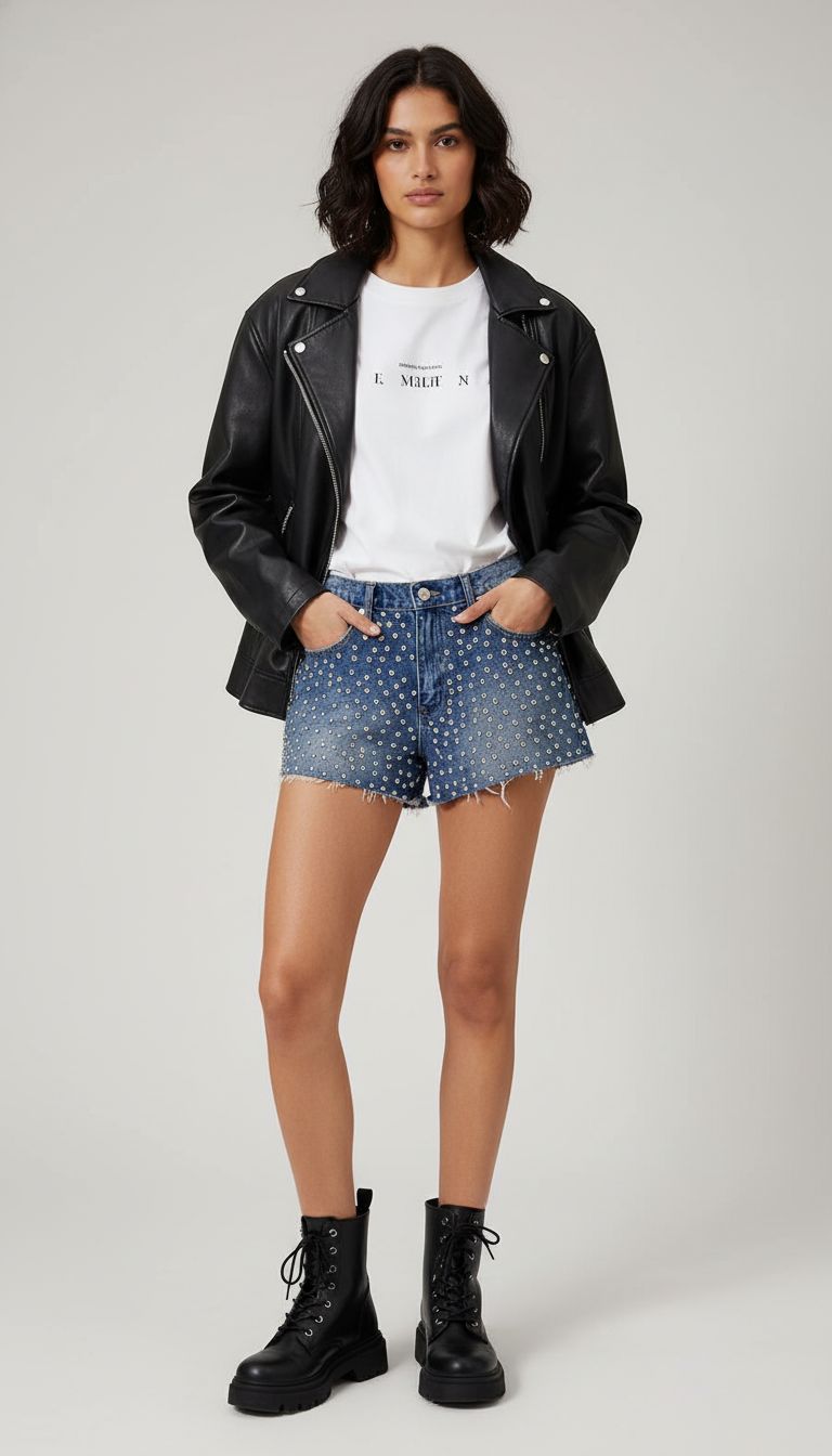 Shorts Jeans Rebites