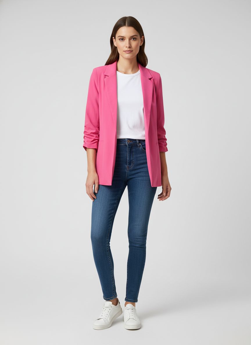 Blazer Alongado Manga Franzida