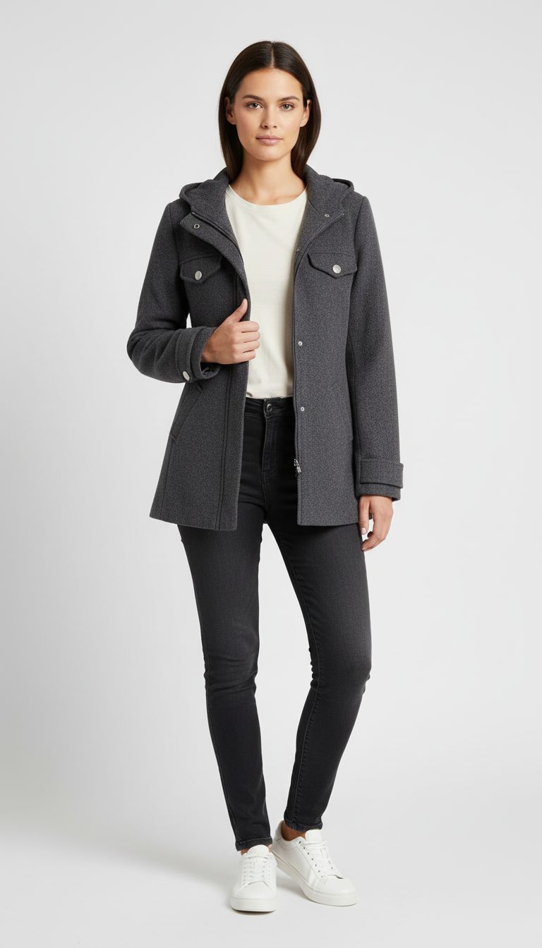 Jaqueta Capuz Tecido Lã