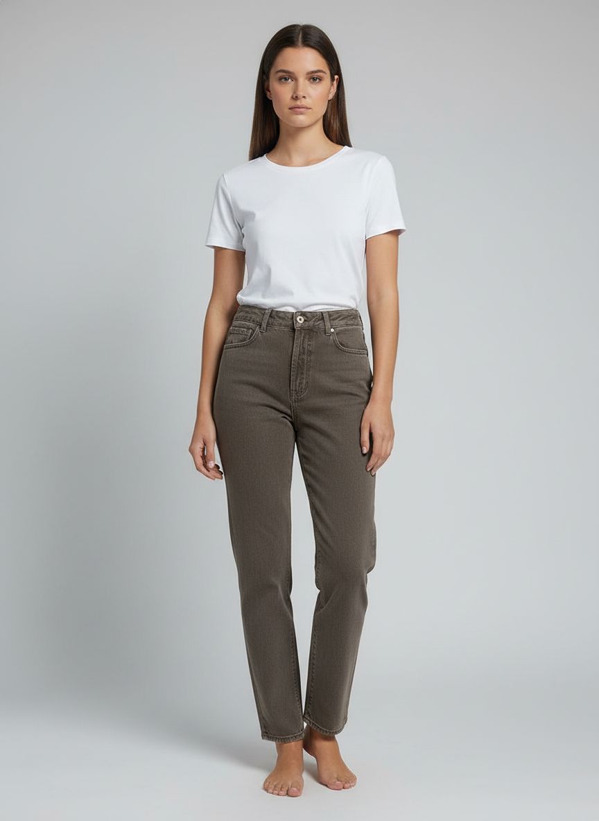 Calça Jeans Lavagem Marrom