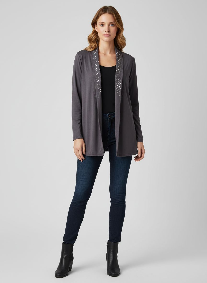 Cardigan Detalhes Gola